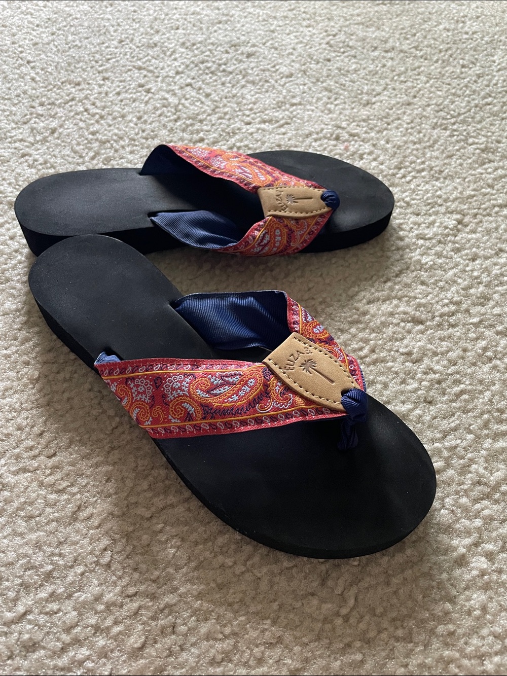 Eliza B. Red Paisley Sandals, Size L8